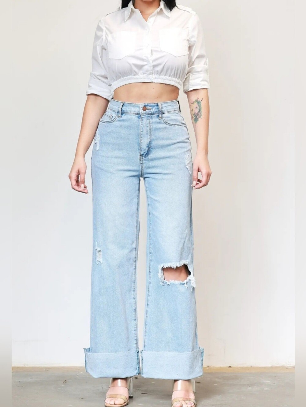 #104506 🛑7,9,11,13,15 Wide Leg - Rigid with Comfort Stretch